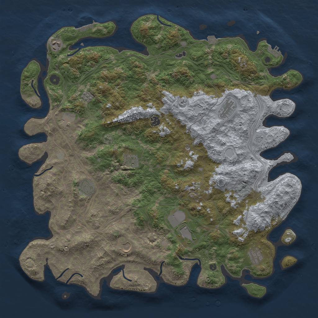 Rust Map: Procedural Map, Size: 4800, Seed: 842969383, 19 Monuments