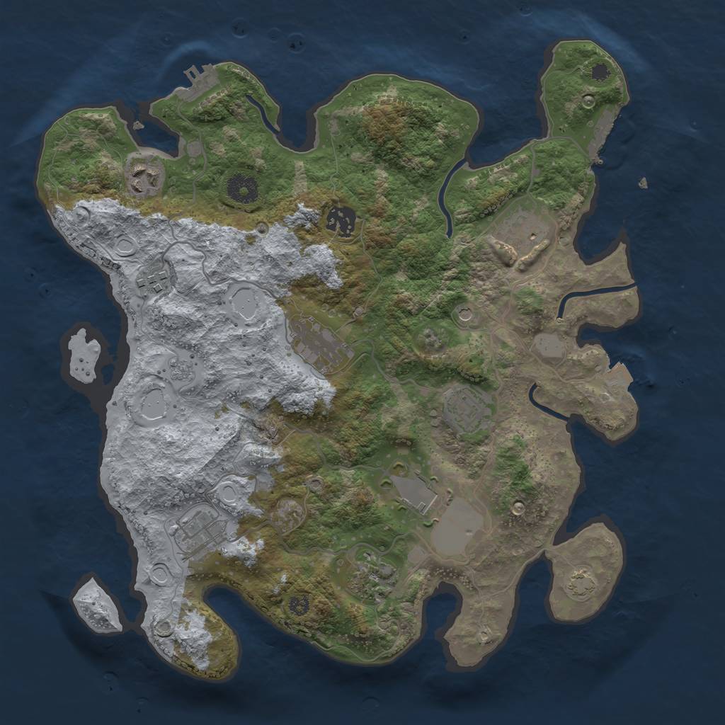 Rust Map: Procedural Map, Size: 3500, Seed: 365060276, 17 Monuments