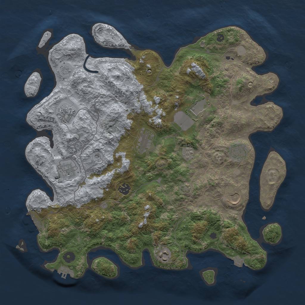 Rust Map: Procedural Map, Size: 4000, Seed: 1083952890, 17 Monuments