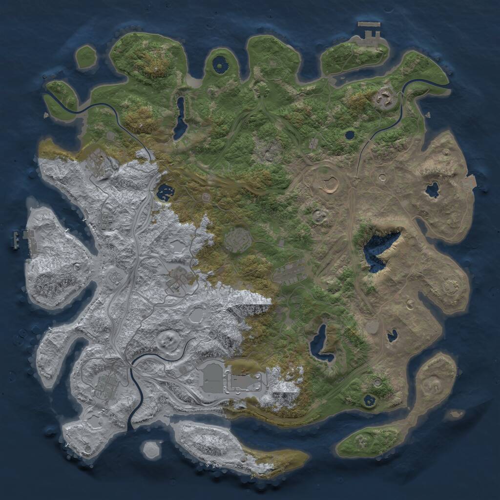 Rust Map: Procedural Map, Size: 4500, Seed: 16041604, 16 Monuments