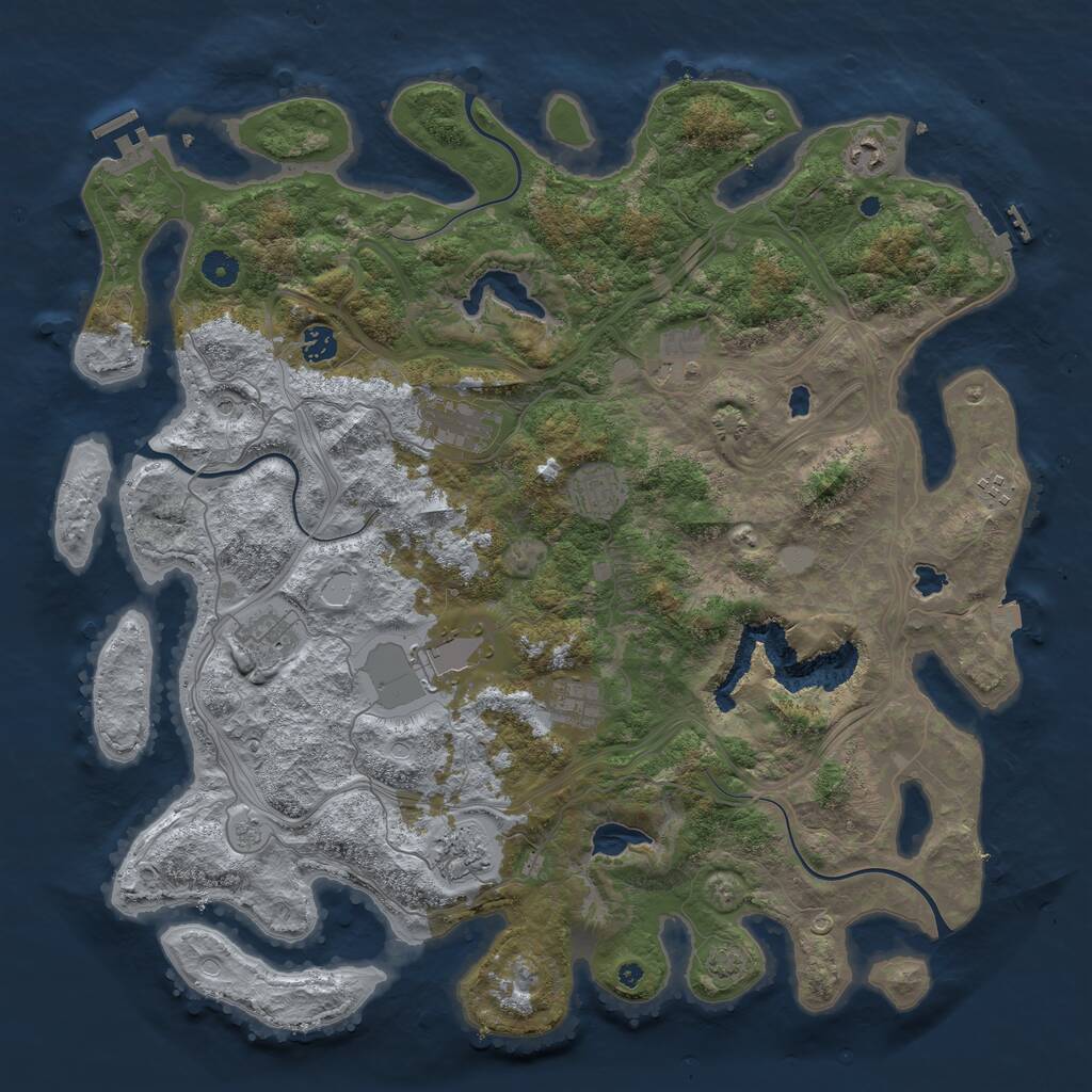 Rust Map: Procedural Map, Size: 4500, Seed: 1126256535, 16 Monuments
