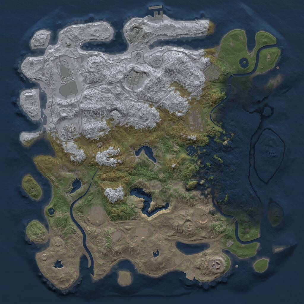 Rust Map: Procedural Map, Size: 4500, Seed: 321055345, 16 Monuments