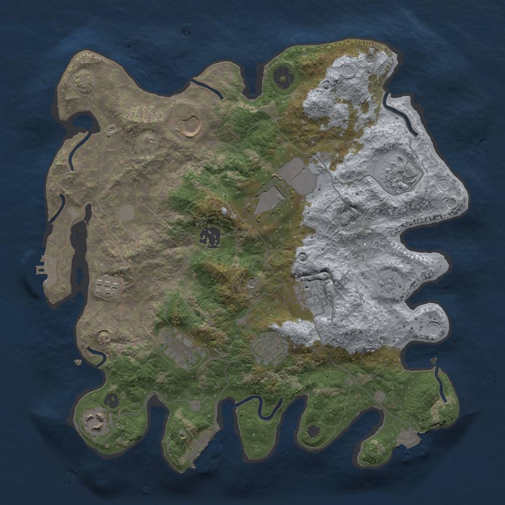 Rust Map: Procedural Map, Size: 3500, Seed: 942629, 17 Monuments