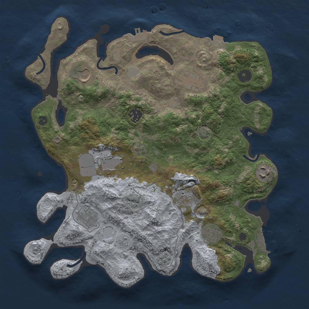 Rust Map: Procedural Map, Size: 3500, Seed: 6267221, 16 Monuments