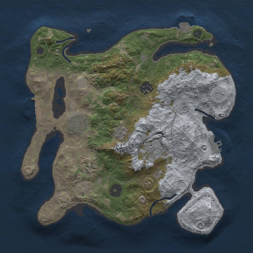 Rust Map: Procedural Map, Size: 3000, Seed: 104653772, 13 Monuments
