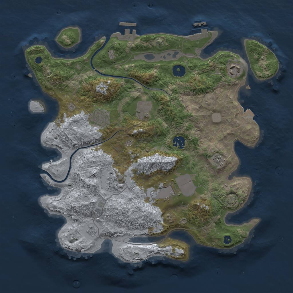 Rust Map: Procedural Map, Size: 3500, Seed: 1312055628, 13 Monuments