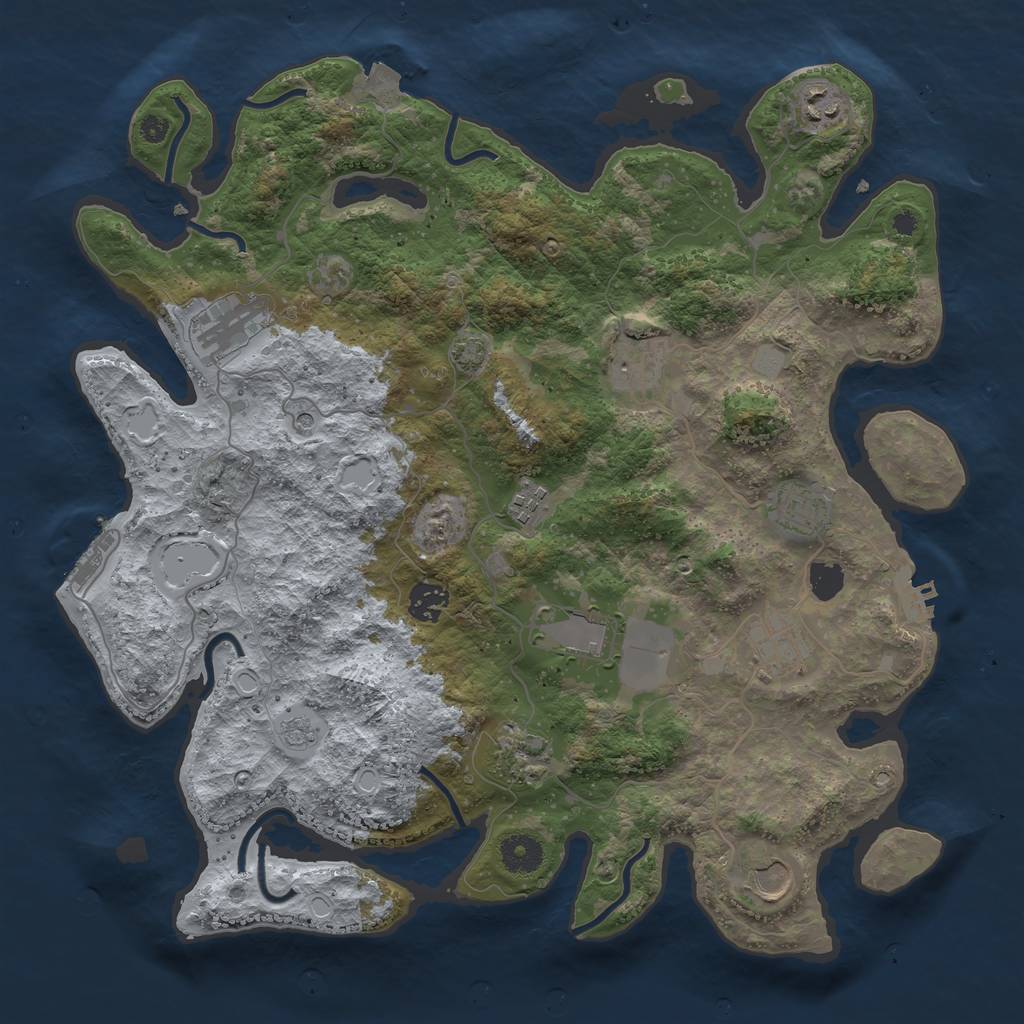 Rust Map: Procedural Map, Size: 3800, Seed: 62336717, 18 Monuments