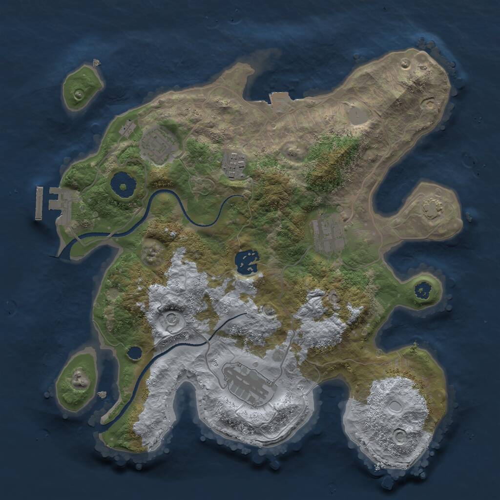 Rust Map: Procedural Map, Size: 3000, Seed: 571485848, 9 Monuments
