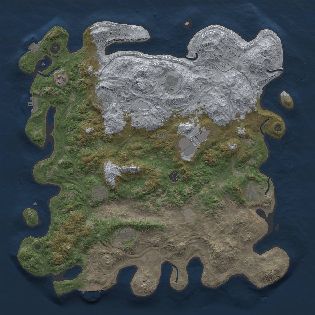 Rust Map: Procedural Map, Size: 4500, Seed: 397387526, 17 Monuments