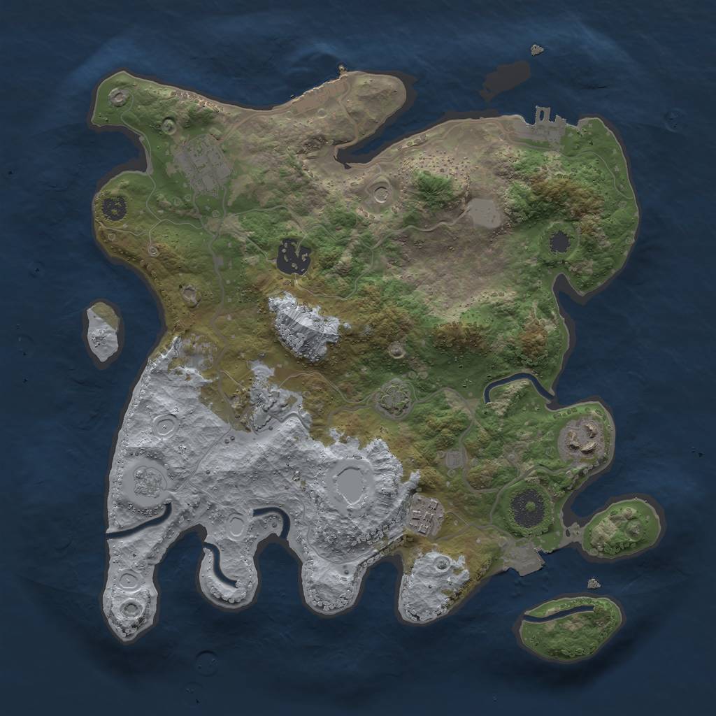 Rust Map: Procedural Map, Size: 3000, Seed: 1703744193, 13 Monuments