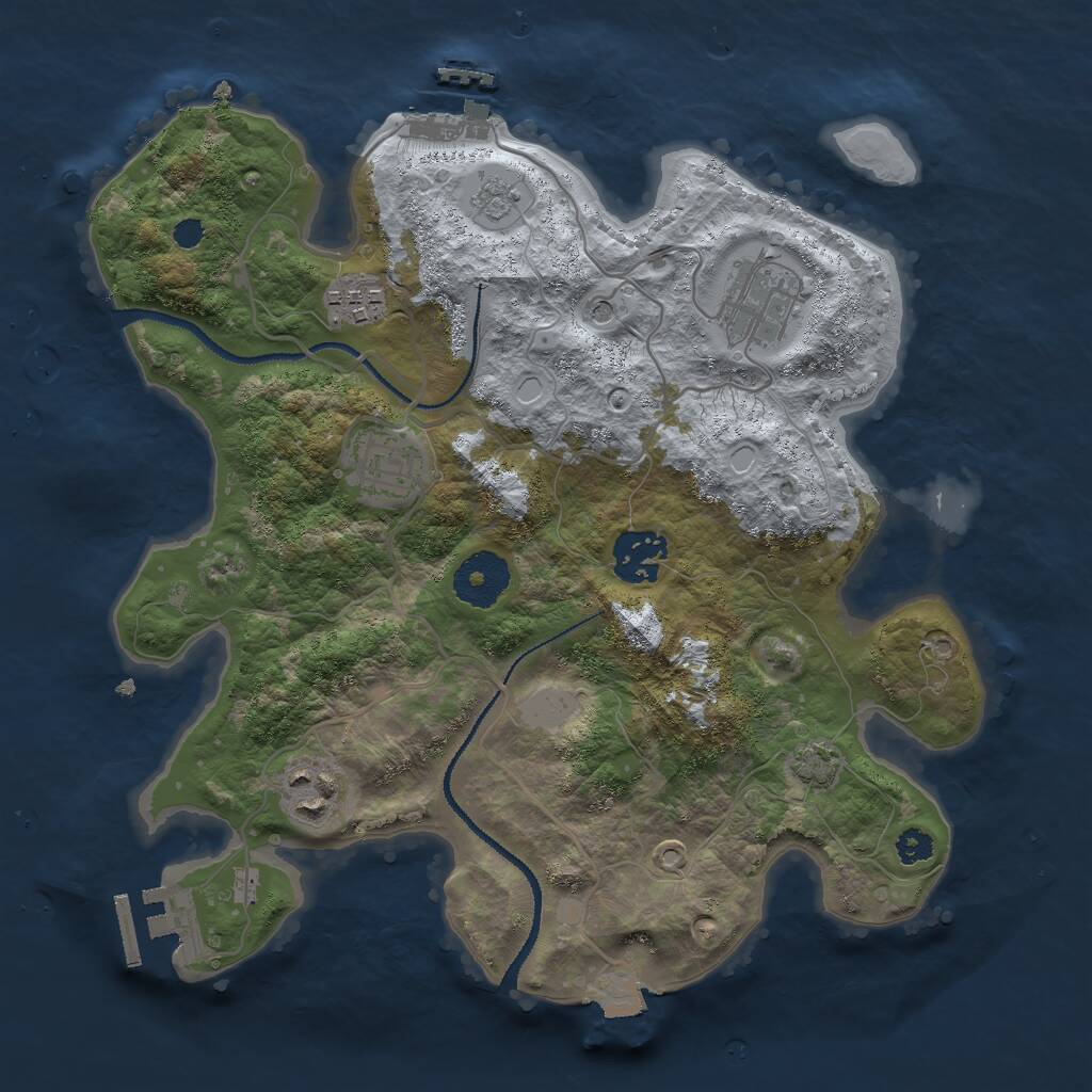 Rust Map: Procedural Map, Size: 3000, Seed: 617336063, 11 Monuments