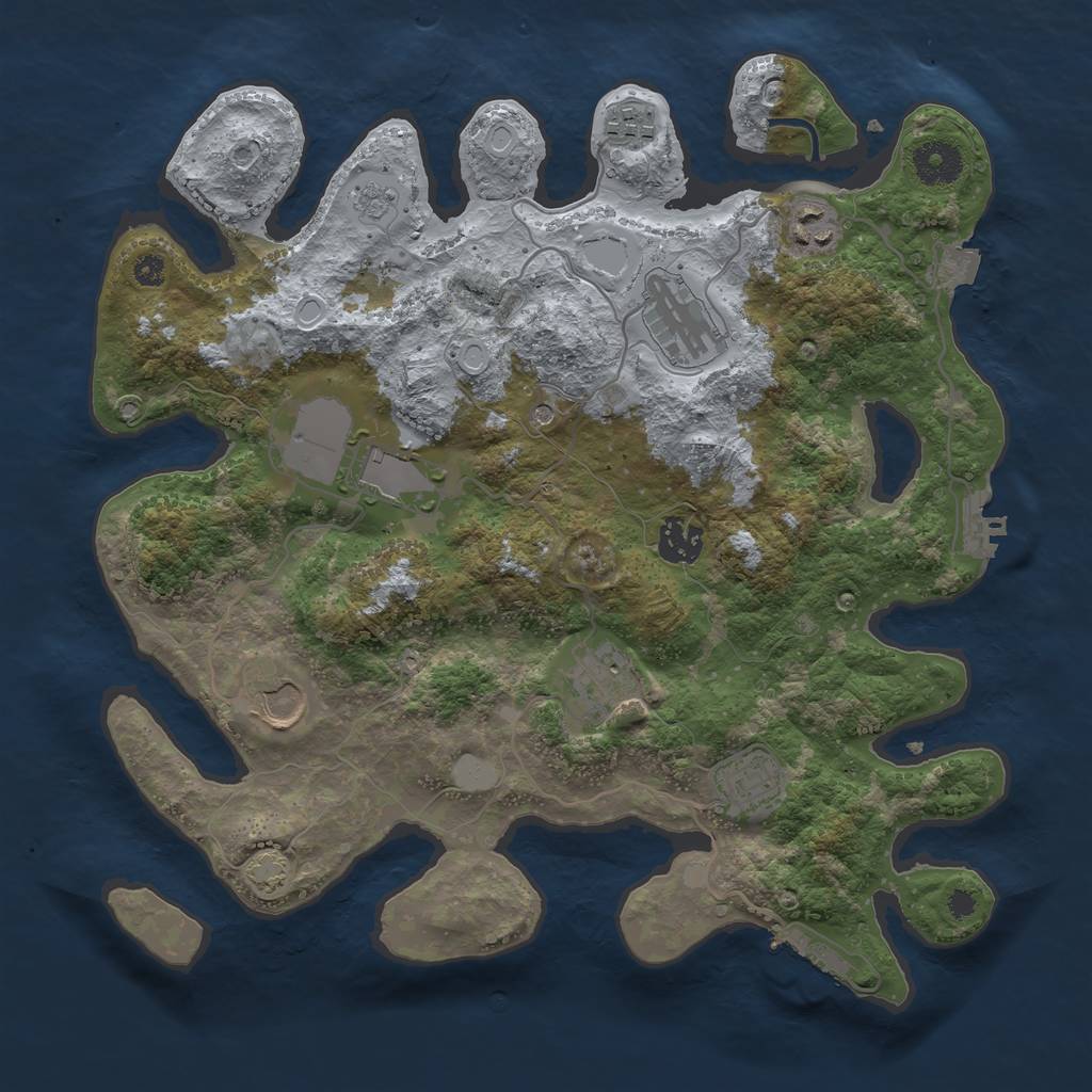 Rust Map: Procedural Map, Size: 3500, Seed: 123205077, 16 Monuments