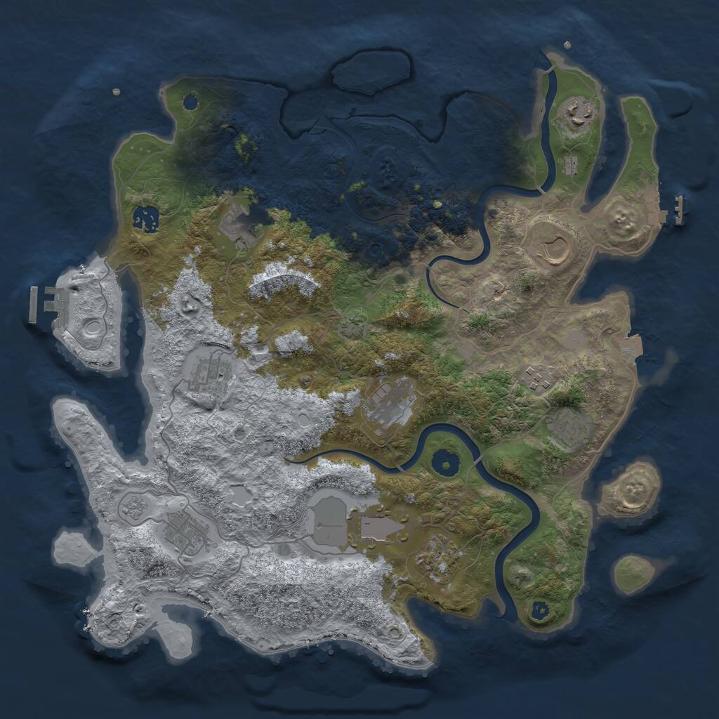 Rust Map: Procedural Map, Size: 3900, Seed: 7564566, 17 Monuments
