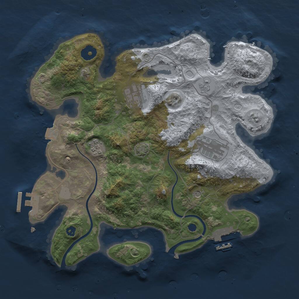 Rust Map: Procedural Map, Size: 3000, Seed: 15616, 9 Monuments