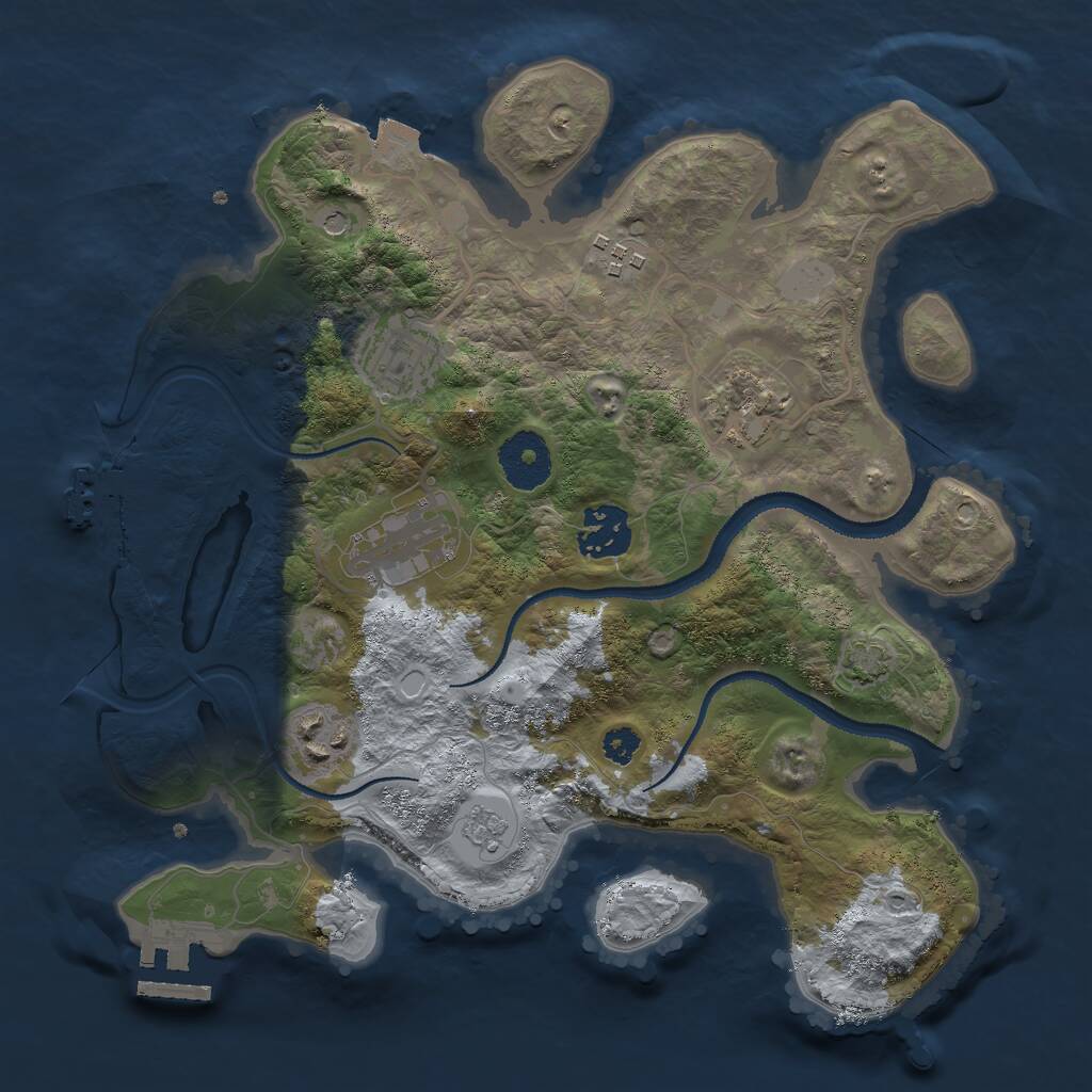 Rust Map: Procedural Map, Size: 3000, Seed: 1469704924, 12 Monuments