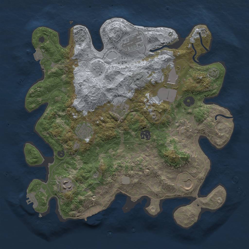 Rust Map: Procedural Map, Size: 3500, Seed: 13372901, 17 Monuments