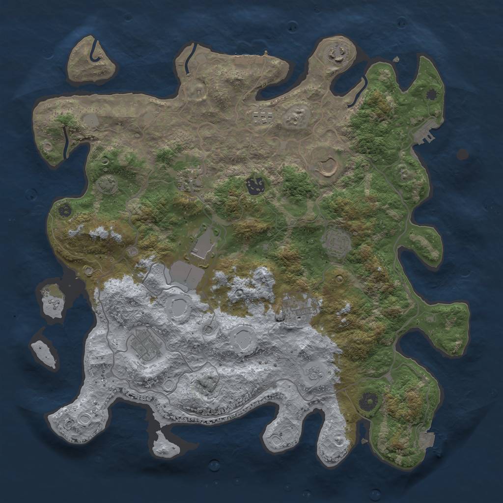 Rust Map: Procedural Map, Size: 4000, Seed: 57321, 17 Monuments