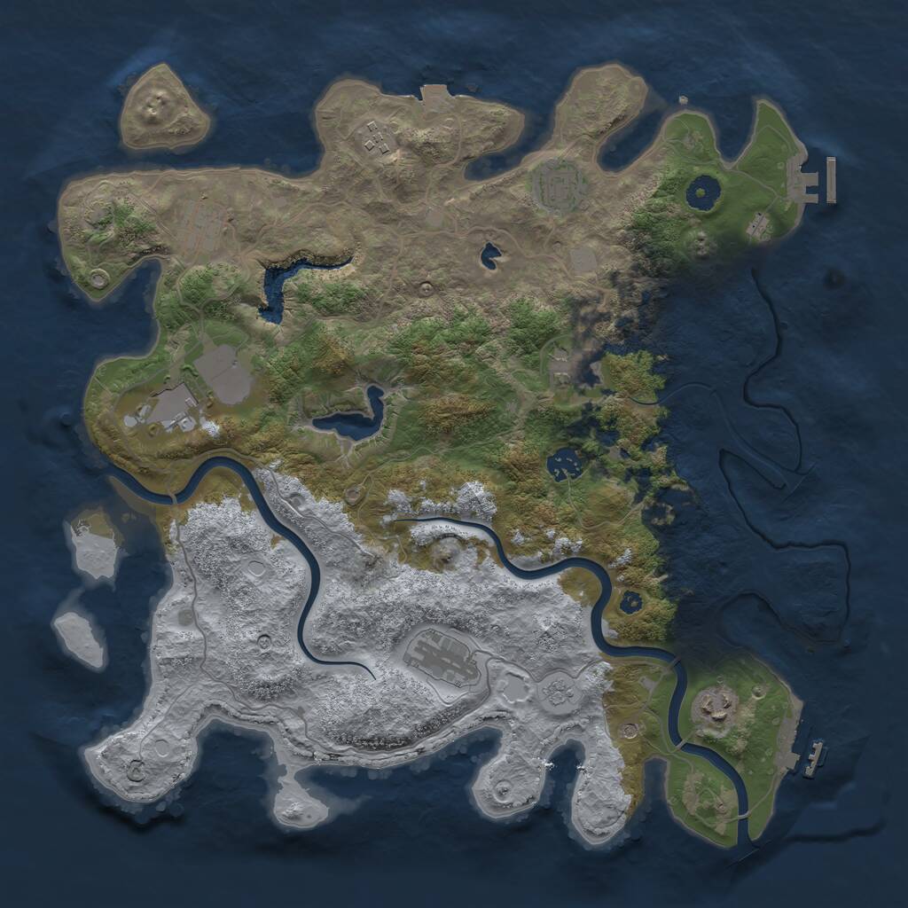 Rust Map: Procedural Map, Size: 4000, Seed: 57321, 14 Monuments