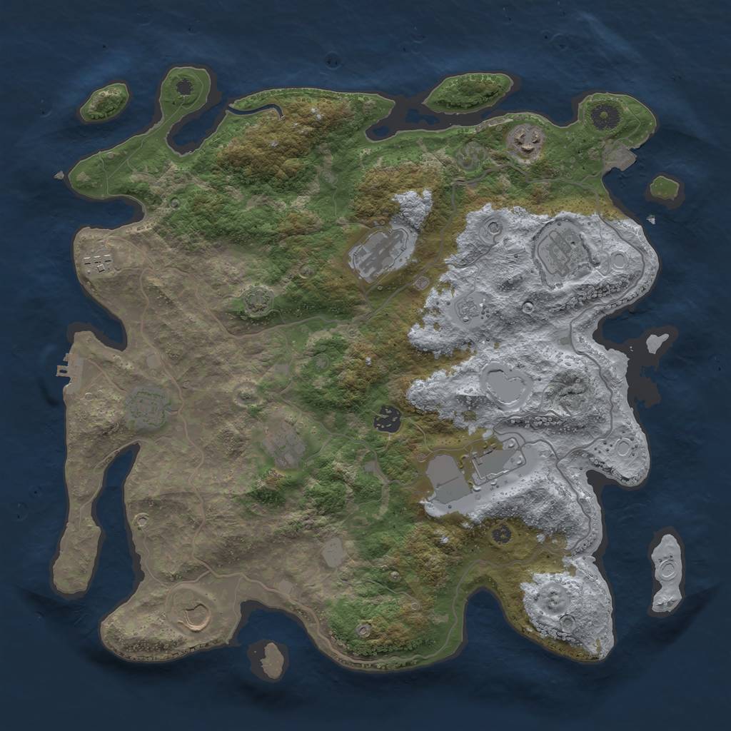 Rust Map: Procedural Map, Size: 4000, Seed: 77750064, 16 Monuments