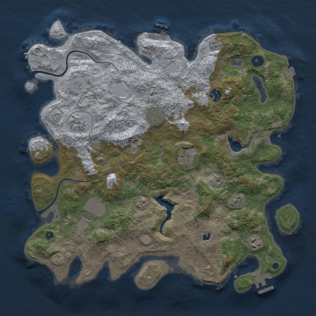 Rust Map: Procedural Map, Size: 4000, Seed: 1049646686, 13 Monuments