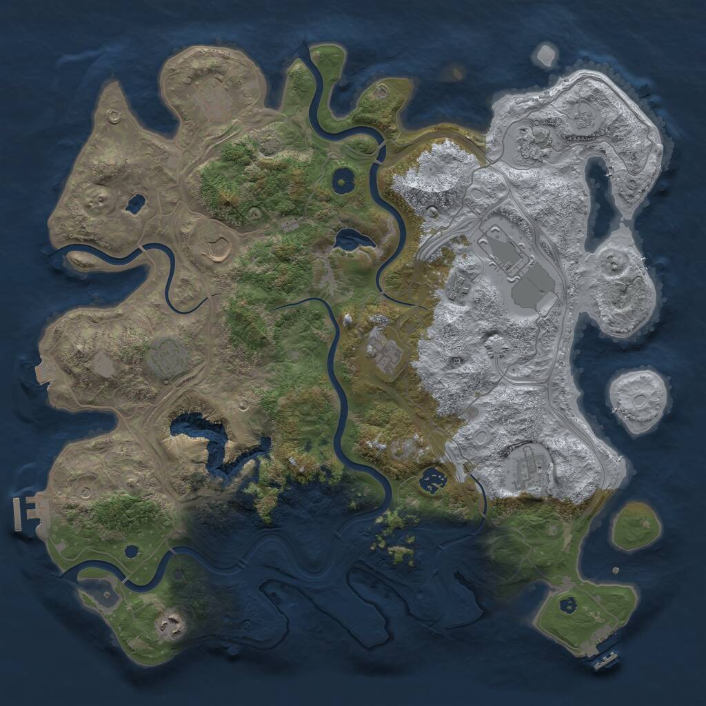 Rust Map: Procedural Map, Size: 4250, Seed: 992919028, 16 Monuments