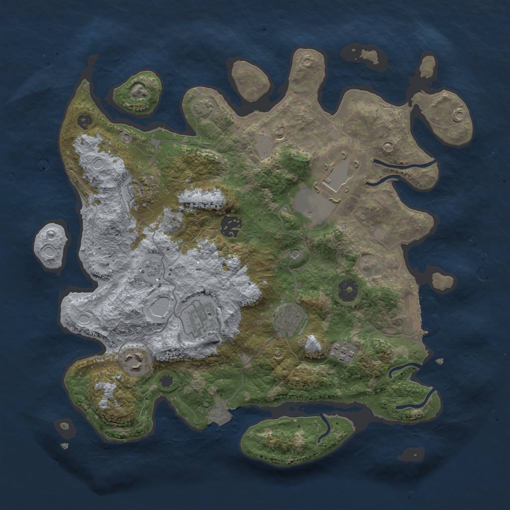 Rust Map: Procedural Map, Size: 3500, Seed: 297672421, 14 Monuments