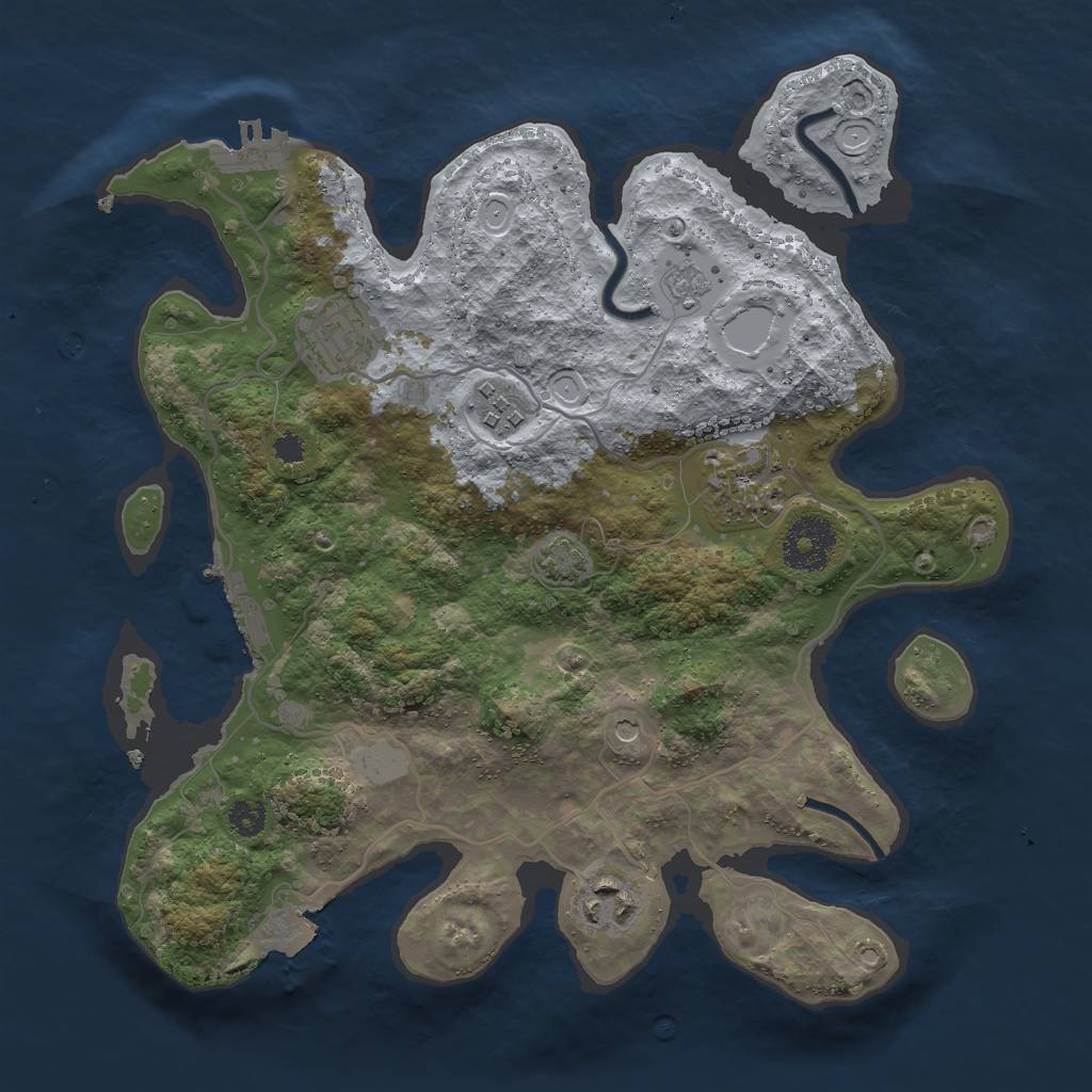 Rust Map: Procedural Map, Size: 3000, Seed: 646334, 12 Monuments