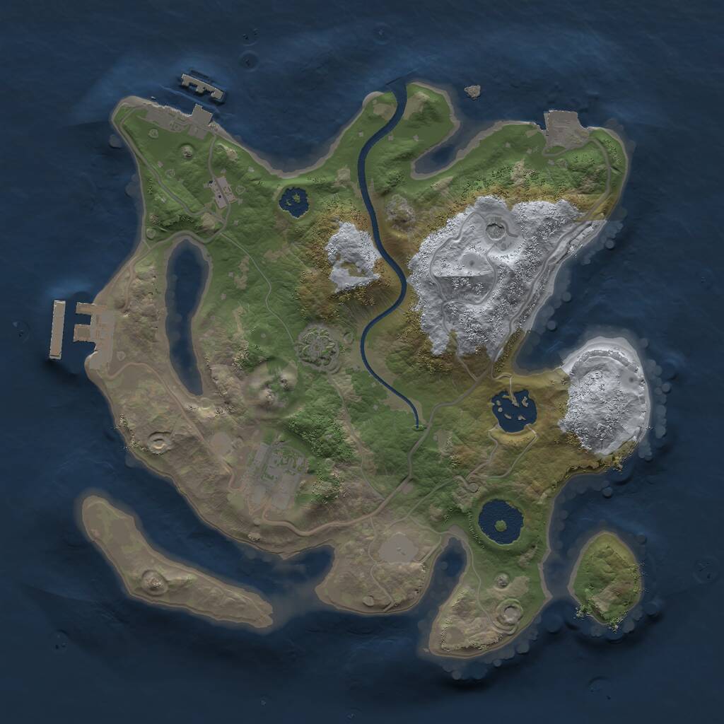 Rust Map: Procedural Map, Size: 2500, Seed: 42424242, 7 Monuments