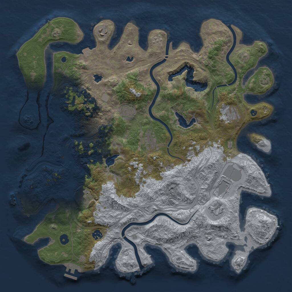 Rust Map: Procedural Map, Size: 4500, Seed: 280350087, 15 Monuments