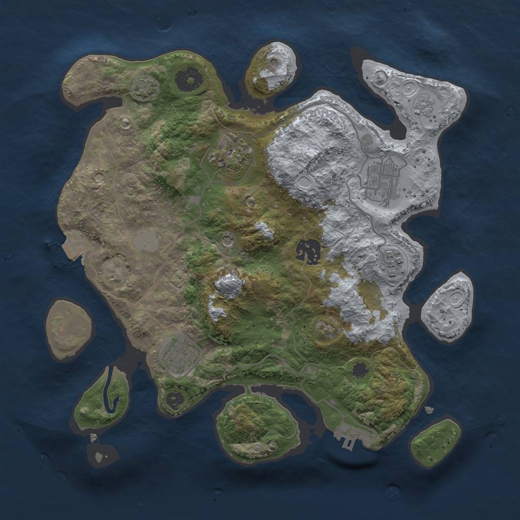 Rust Map: Procedural Map, Size: 3000, Seed: 342892168, 12 Monuments