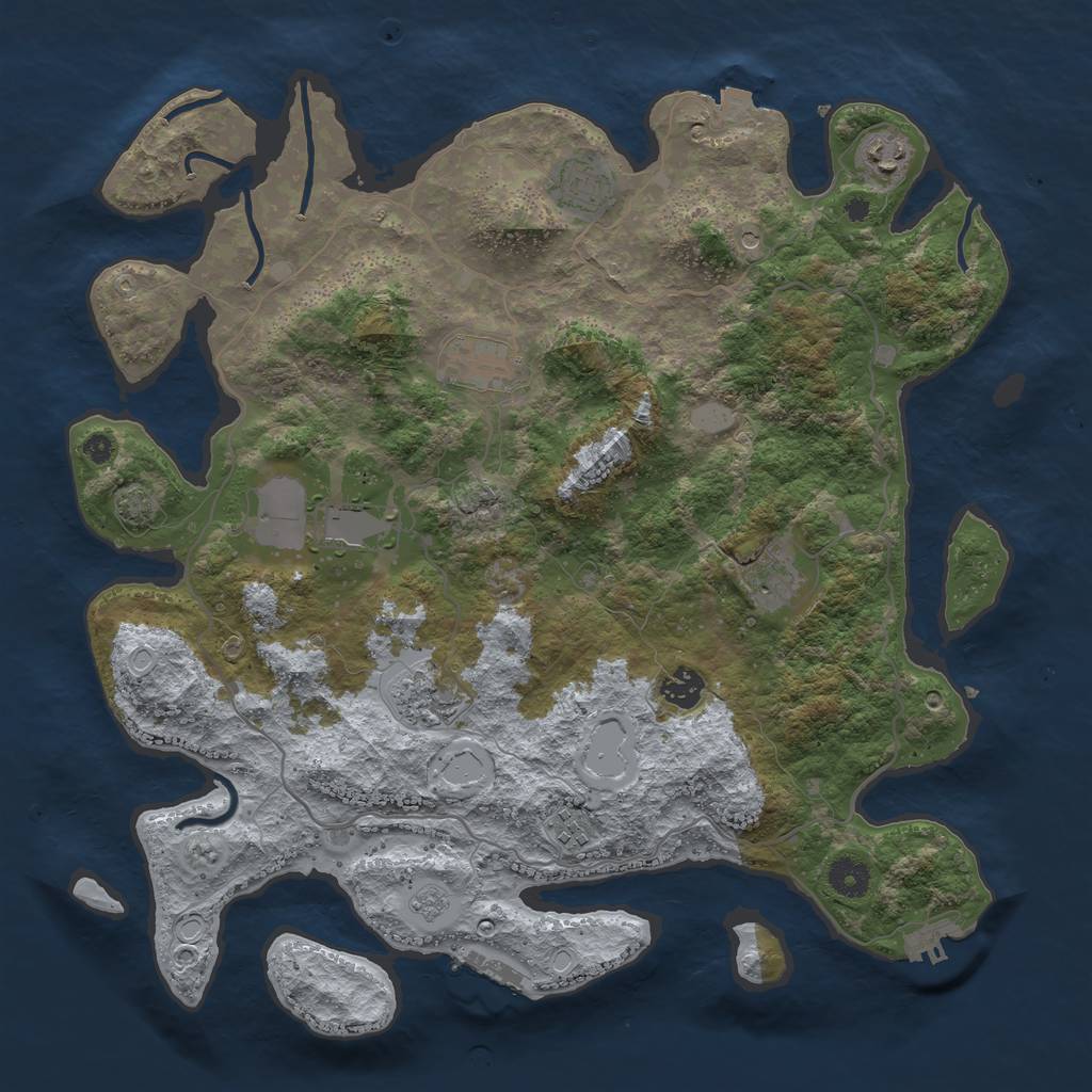 Rust Map: Procedural Map, Size: 4000, Seed: 65465489, 16 Monuments