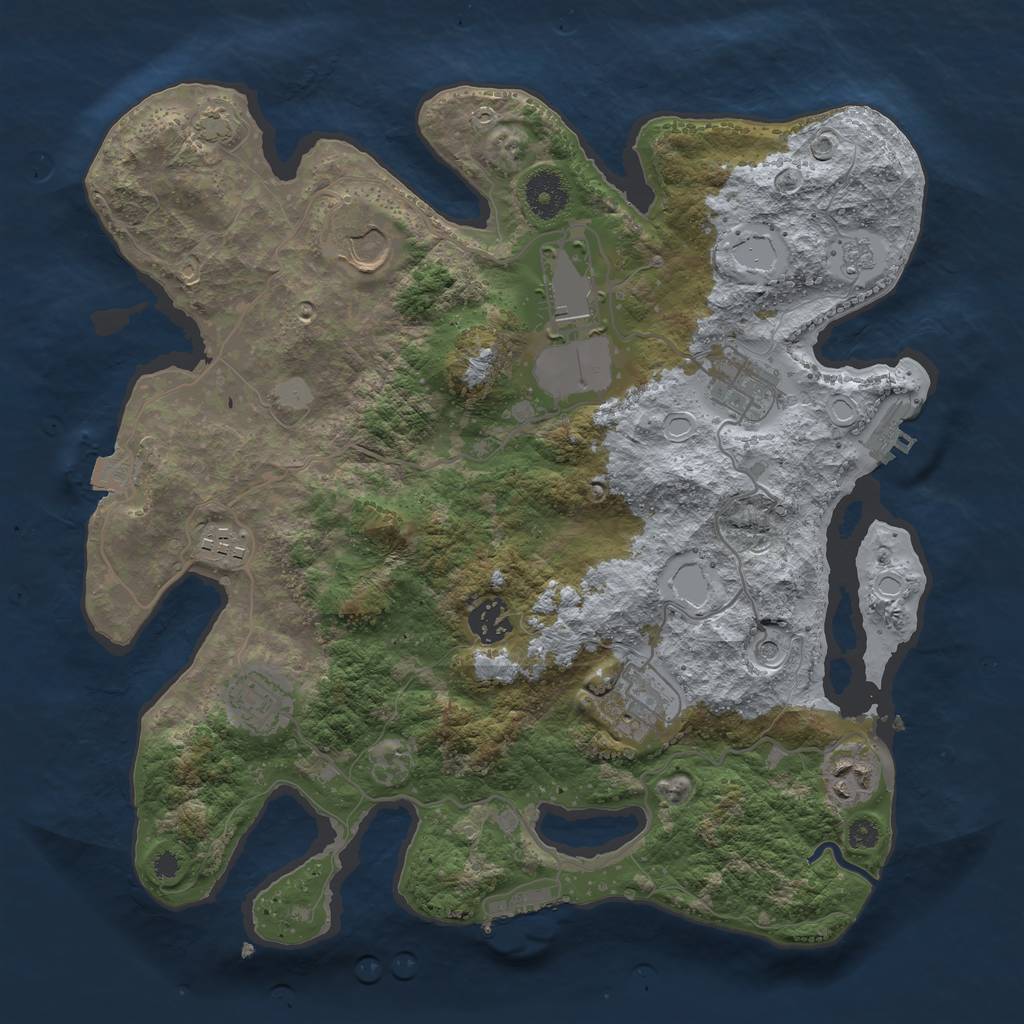 Rust Map: Procedural Map, Size: 3500, Seed: 90210, 16 Monuments