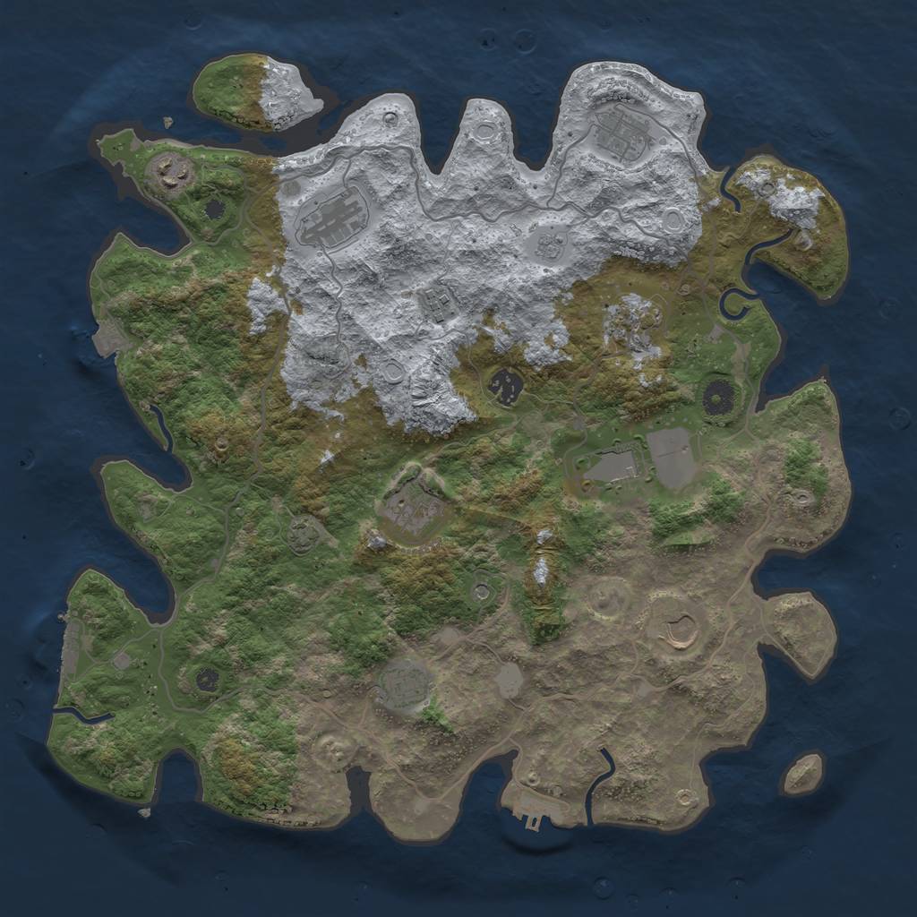 Rust Map: Procedural Map, Size: 4050, Seed: 674814887, 18 Monuments