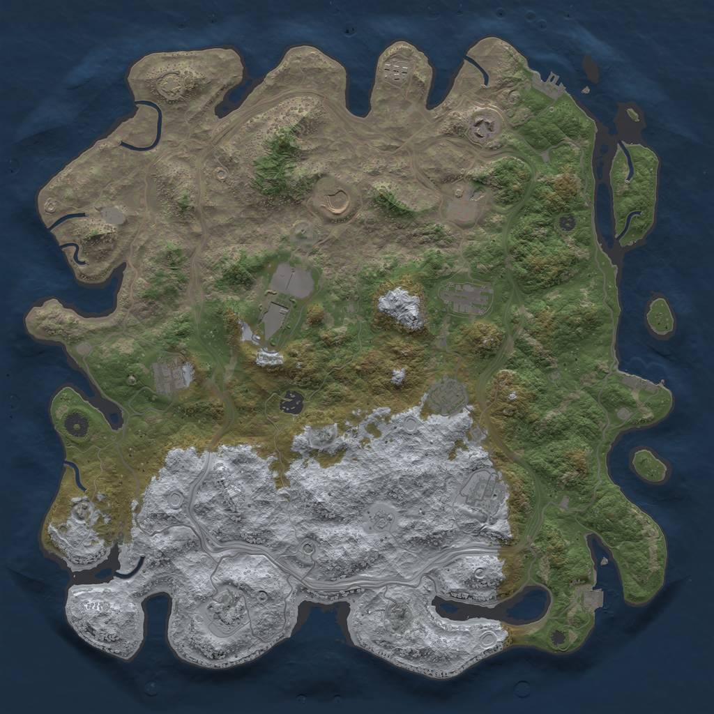 Rust Map: Procedural Map, Size: 4500, Seed: 1026753299, 19 Monuments