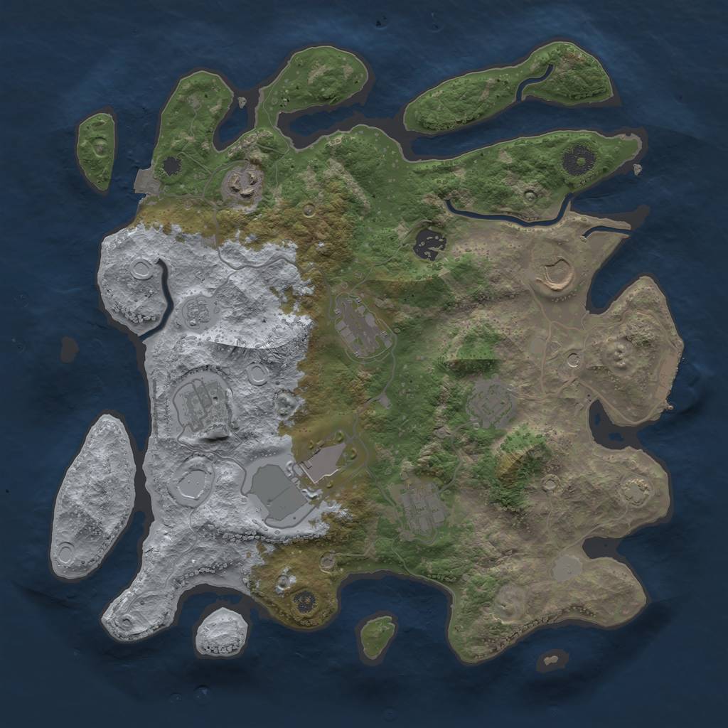 Rust Map: Procedural Map, Size: 3500, Seed: 1444466724, 15 Monuments