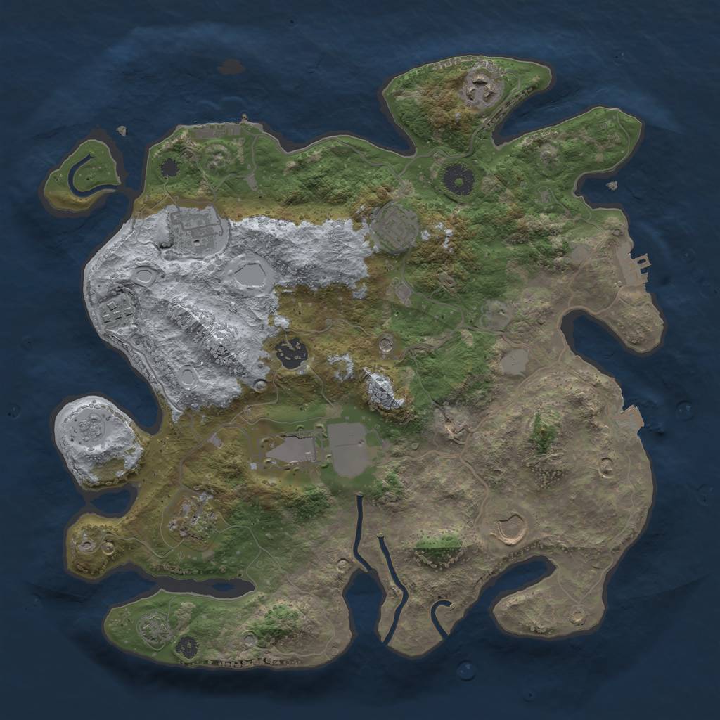 Rust Map: Procedural Map, Size: 3500, Seed: 1068103955, 16 Monuments