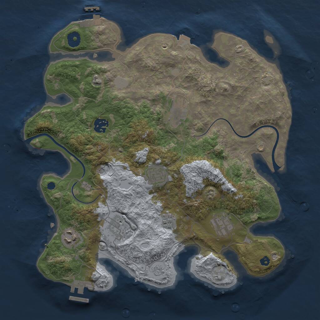 Rust Map: Procedural Map, Size: 3300, Seed: 1036028545, 13 Monuments