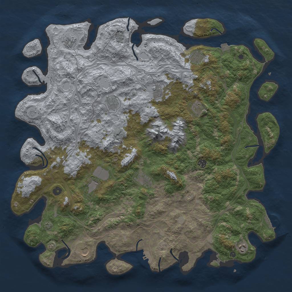 Rust Map: Procedural Map, Size: 5000, Seed: 224245, 19 Monuments