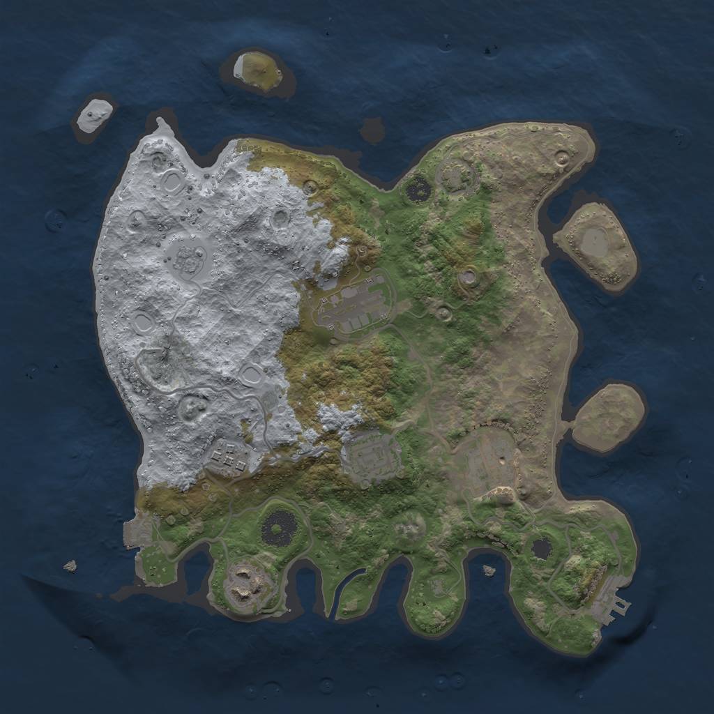 Rust Map: Procedural Map, Size: 3000, Seed: 966781462, 11 Monuments