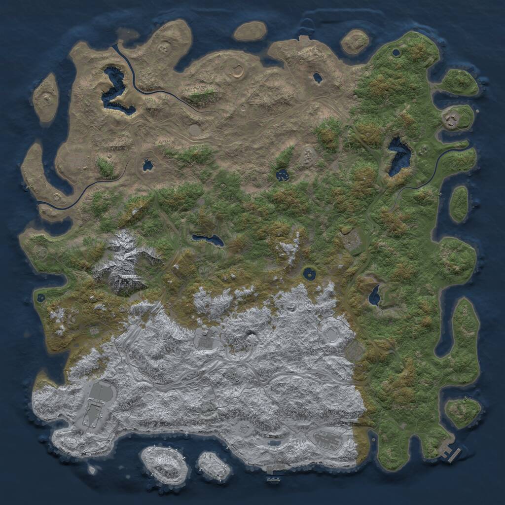 Rust Map: Procedural Map, Size: 6000, Seed: 515, 17 Monuments