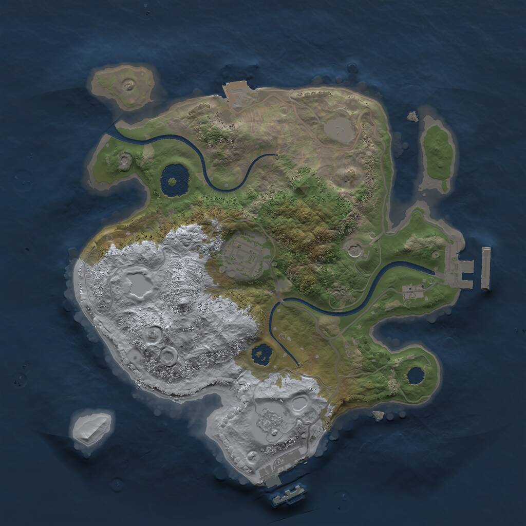 Rust Map: Procedural Map, Size: 2500, Seed: 84656, 6 Monuments
