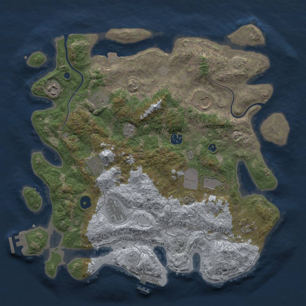 Rust Map: Procedural Map, Size: 3850, Seed: 1007016847, 15 Monuments