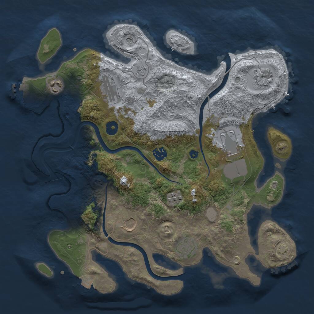 Rust Map: Procedural Map, Size: 3500, Seed: 764856607, 13 Monuments