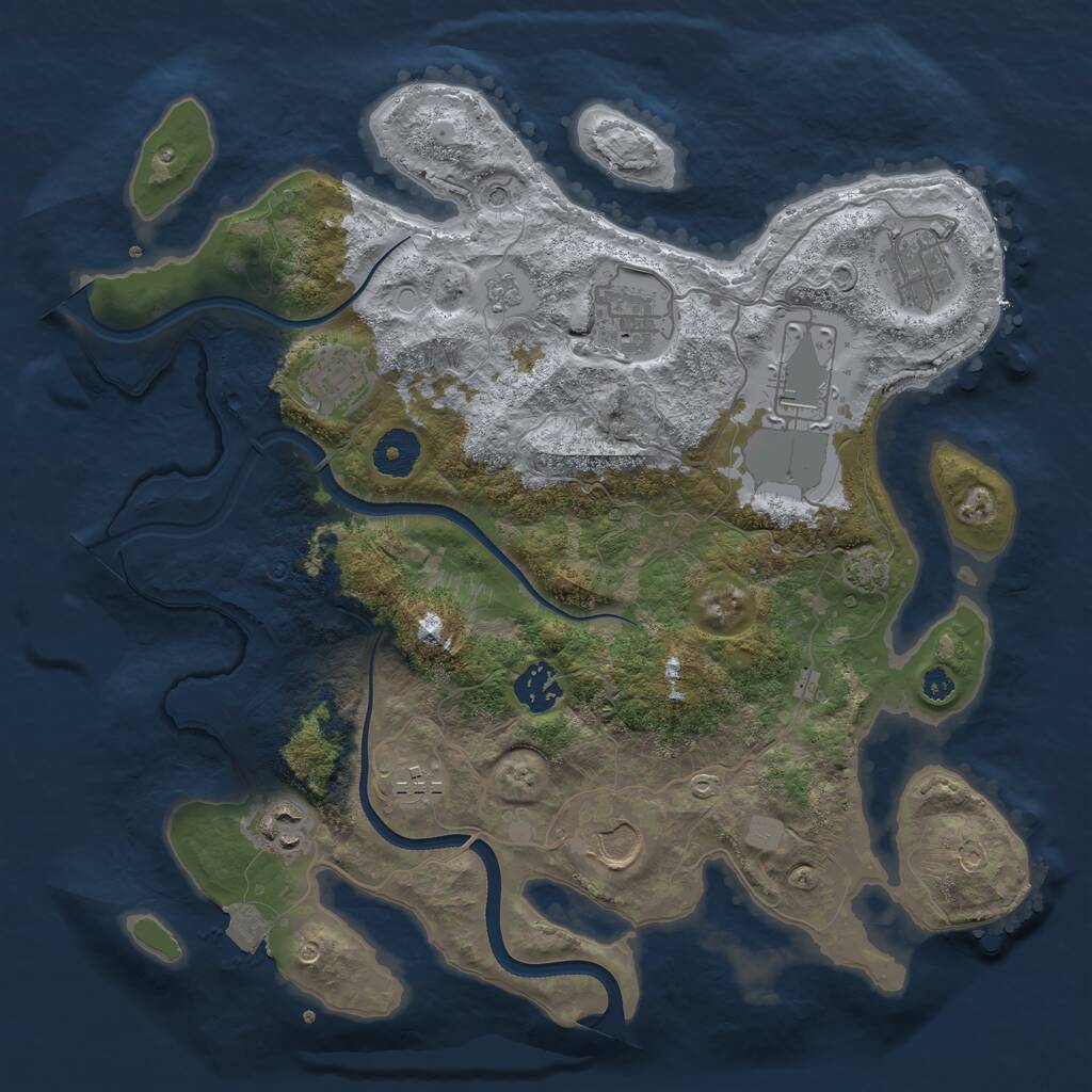 Rust Map: Procedural Map, Size: 3500, Seed: 764856607, 12 Monuments