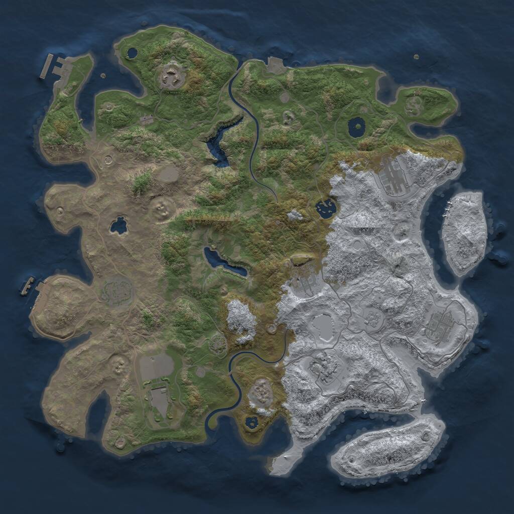 Rust Map: Procedural Map, Size: 4000, Seed: 3462344, 14 Monuments