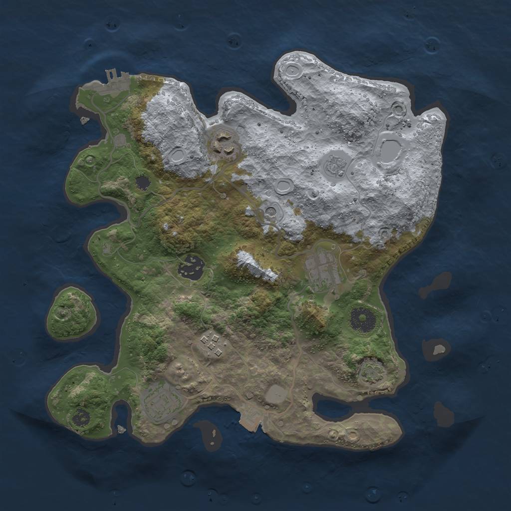 Rust Map: Procedural Map, Size: 3000, Seed: 7964, 12 Monuments