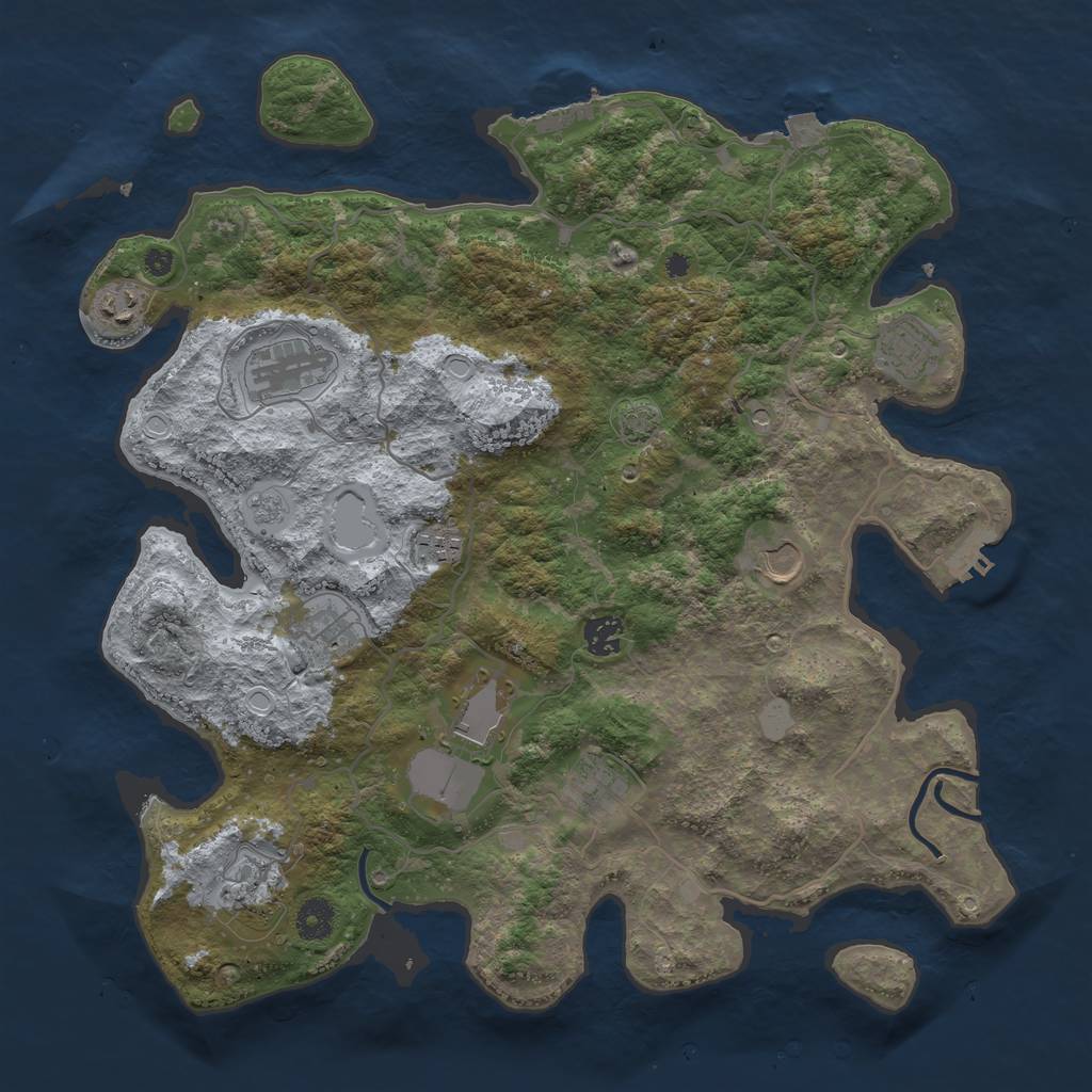Rust Map: Procedural Map, Size: 4000, Seed: 52149, 18 Monuments