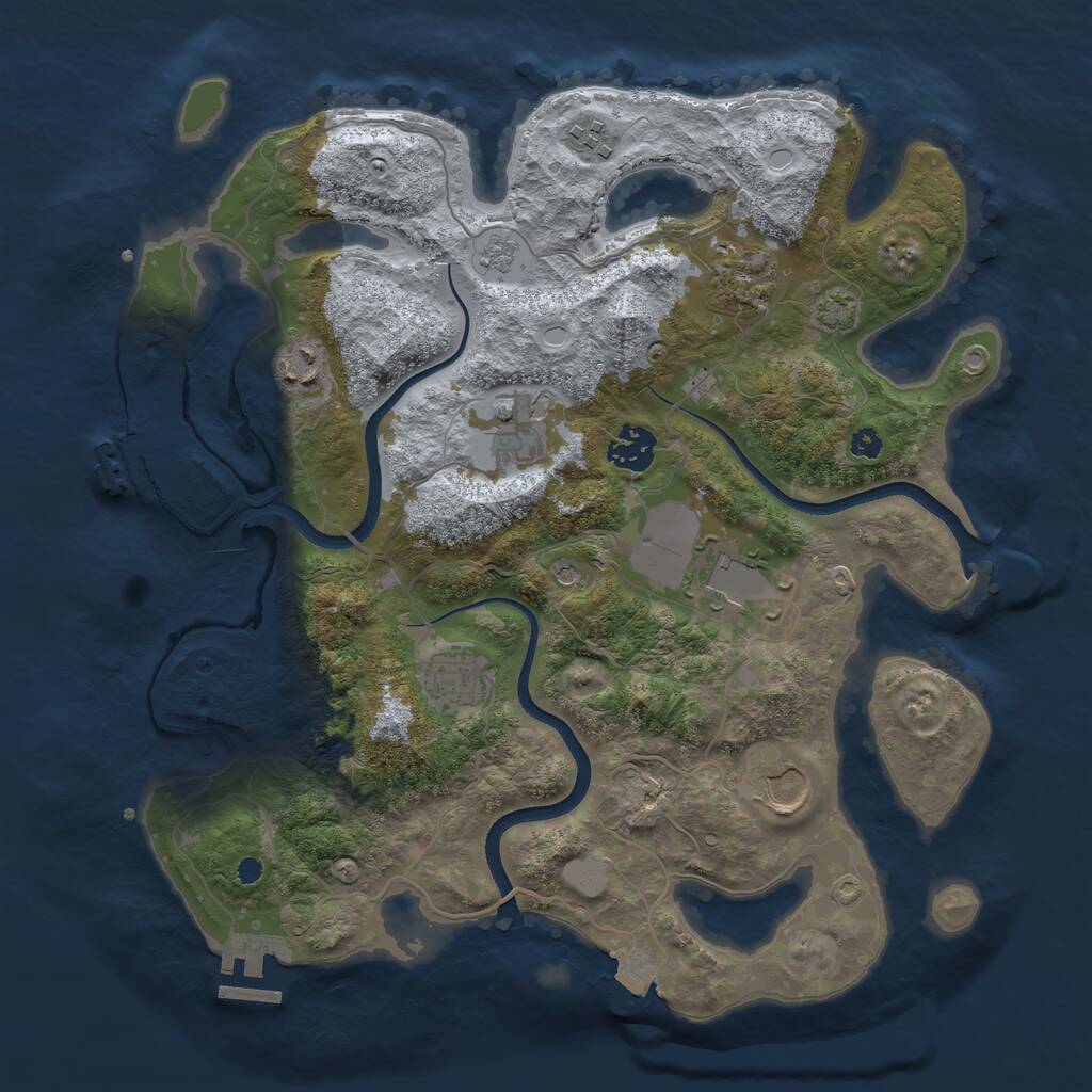 Rust Map: Procedural Map, Size: 3500, Seed: 6663984, 14 Monuments
