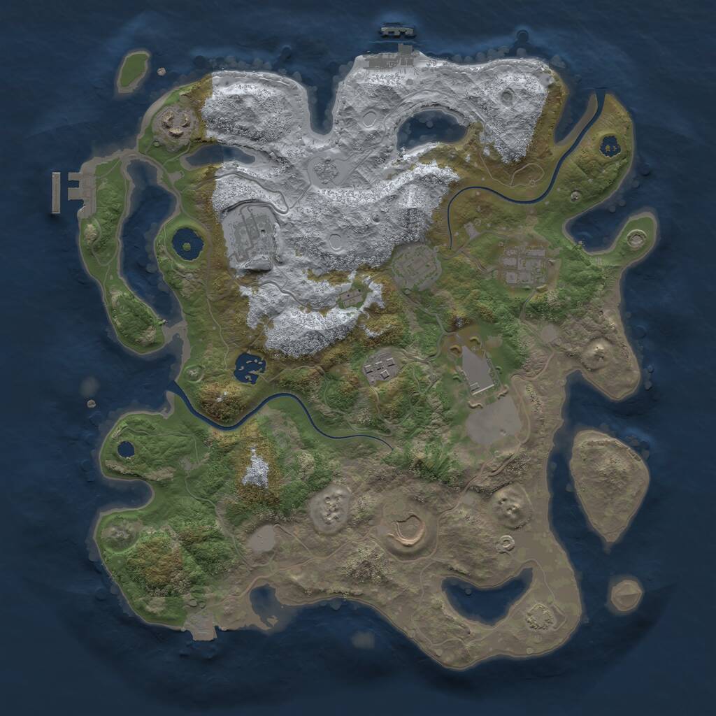 Rust Map: Procedural Map, Size: 3500, Seed: 6663984, 13 Monuments