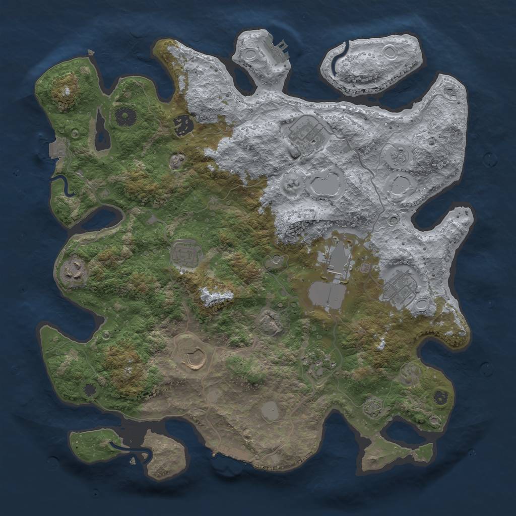 Rust Map: Procedural Map, Size: 3750, Seed: 539489721, 16 Monuments